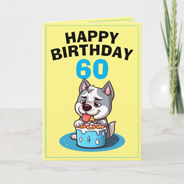Tarjeta Marido Amarillo y Azul 60 cumpleaños (Anverso)