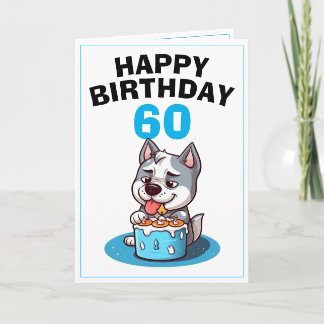 Tarjeta Marido azul y blanco lindo 60 cumpleaños (Anverso)
