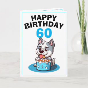Tarjeta Marido azul y blanco lindo 60 cumpleaños