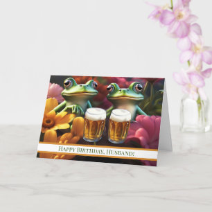Tarjeta Marido cute y divertida rana de cerveza Cumpleaños