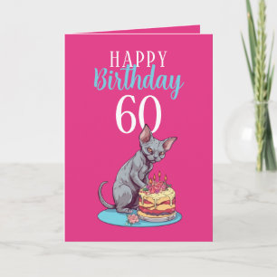 Tarjeta Marido de Esfinx Rosa y Azul 60 cumpleaños