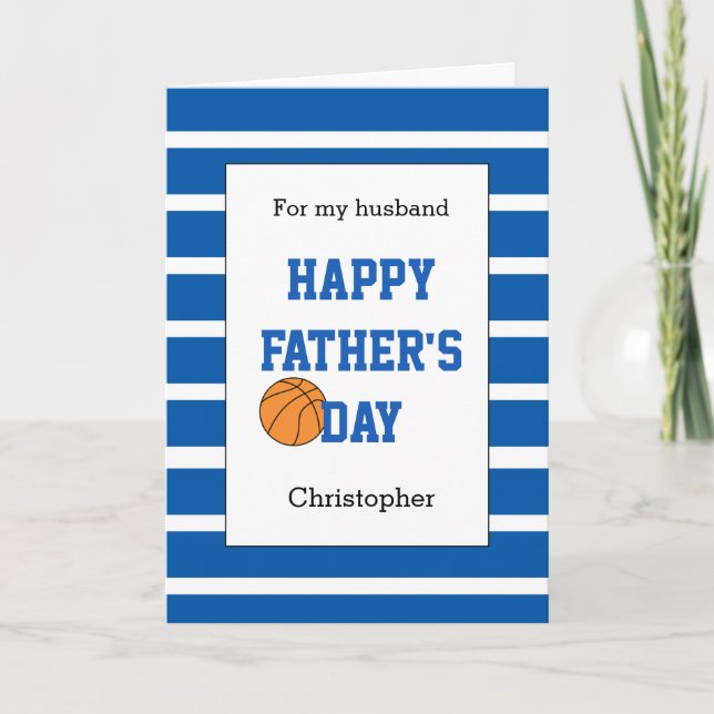 Tarjeta Marido del Día del Padre de Baloncesto Azul (Anverso)