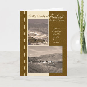 Tarjeta Marido en sus botes costeros de cumpleaños