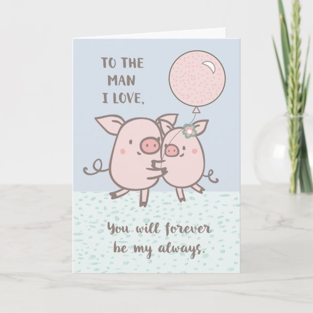 Tarjeta Marido feliz aniversario de Cum Pigs (Anverso)