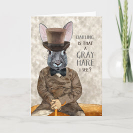 Tarjeta Marido Funny Cumpleaños Hipster Rabbit Gray Hare