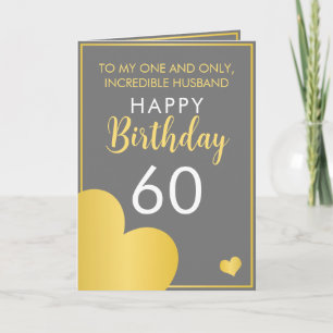 Tarjeta Marido Gris y Oro Moderno 60 cumpleaños