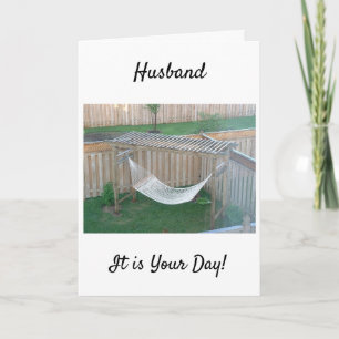 TARJETA **MARIDO** HAMMOCK TE ESPERA EN TU CUMPLEAÑOS