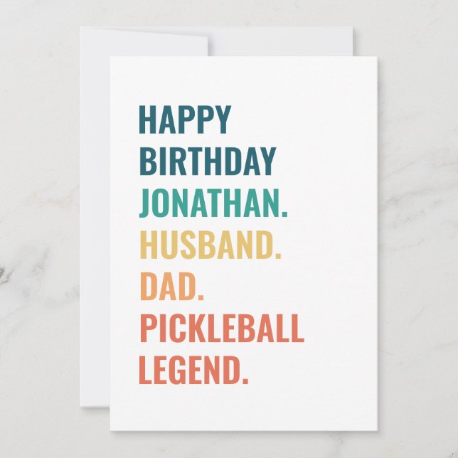 Tarjeta Marido papá Pickleball Leyenda Nombre personalizad (Anverso)