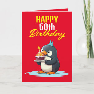Tarjeta Marido pingüino blanco y rojo de Guay 60 cumpleaño