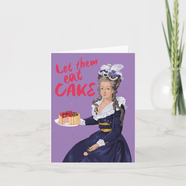Tarjeta Marie Antoinette Déjenlos Comer Pastel Cumpleaños (Anverso)