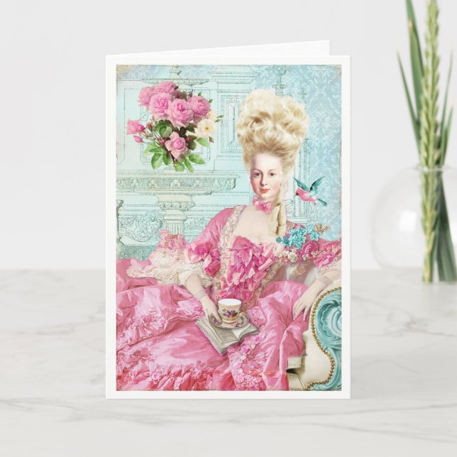 Tarjeta Marie Antoinette French Paris rose portrait (Anverso)