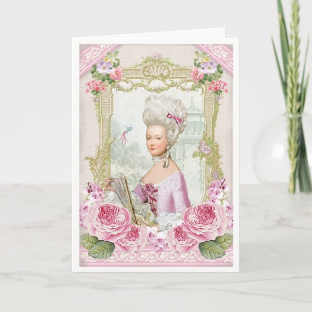 Tarjeta Marie Antoinette French Paris Versailles roses (Anverso)
