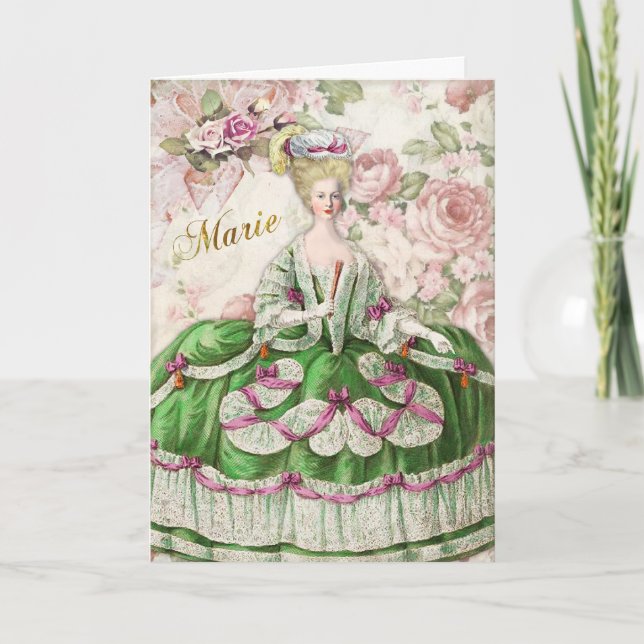 Tarjeta Marie Antoinette  Greeting Card Rose Bouquet (Anverso)