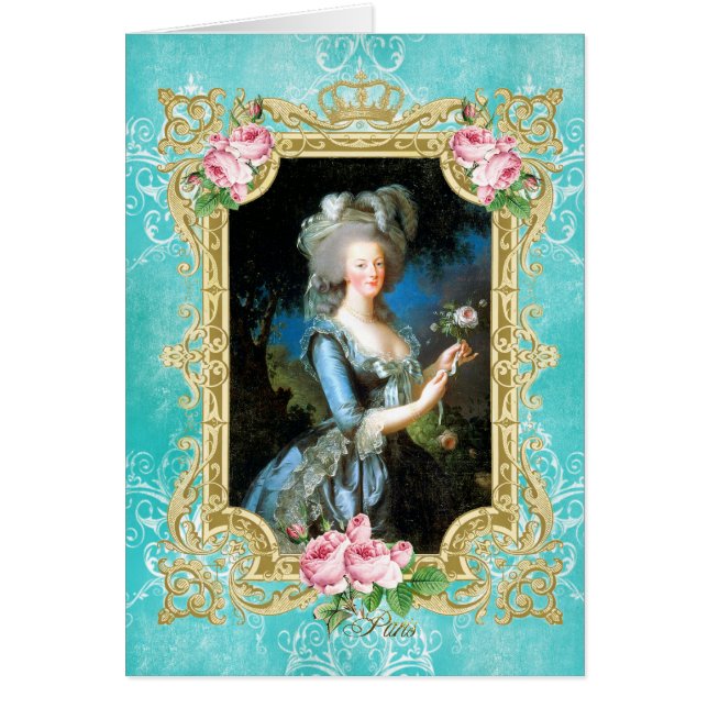 Tarjeta Marie Antoinette Le Brun Portrait Blue Dam (Frente)
