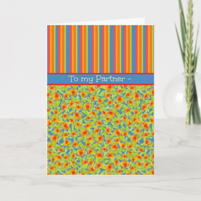 Tarjeta Marigolds, Stripes: Cumpleaños de Octubre para la  (Anverso)