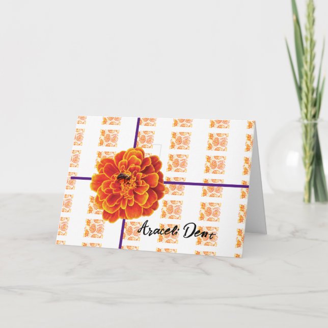 Tarjeta Marigolds y Bee (Anverso)