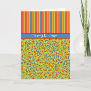 Tarjeta Marigolds y Stripes Cumpleaños de Octubre, Madre