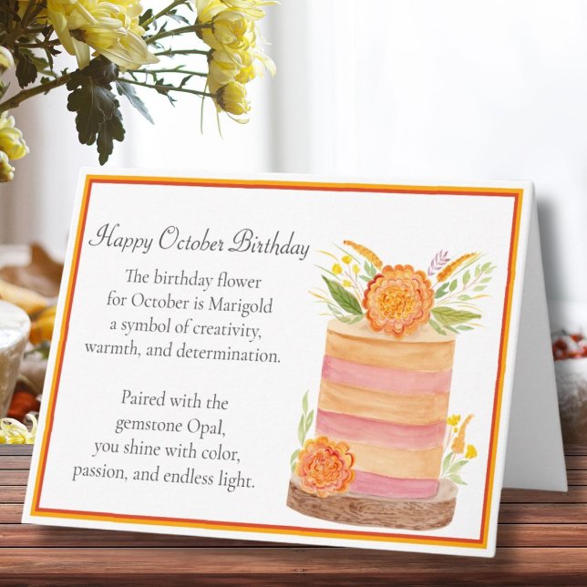 Tarjeta Marigoles de flores de cumpleaños de octubre en pa (Subido por el creador)