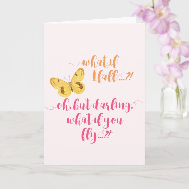 Tarjeta Mariposa amarilla - ¿Y si me caigo? Inspirador (Orquídea)