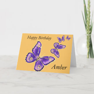 Tarjeta mariposa Amber Happy por cumpleaños