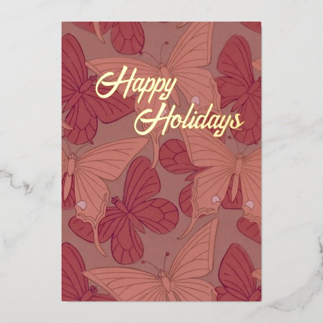 Tarjeta mariposa Art Nouveau (Relieve metalizado) (Anverso)