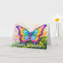 Tarjeta Mariposa artística colorida Feliz cumpleaños
