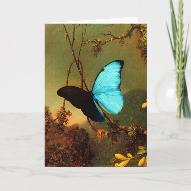 Tarjeta Mariposa azul de Martin Johnson Heade Morpho (Anverso)