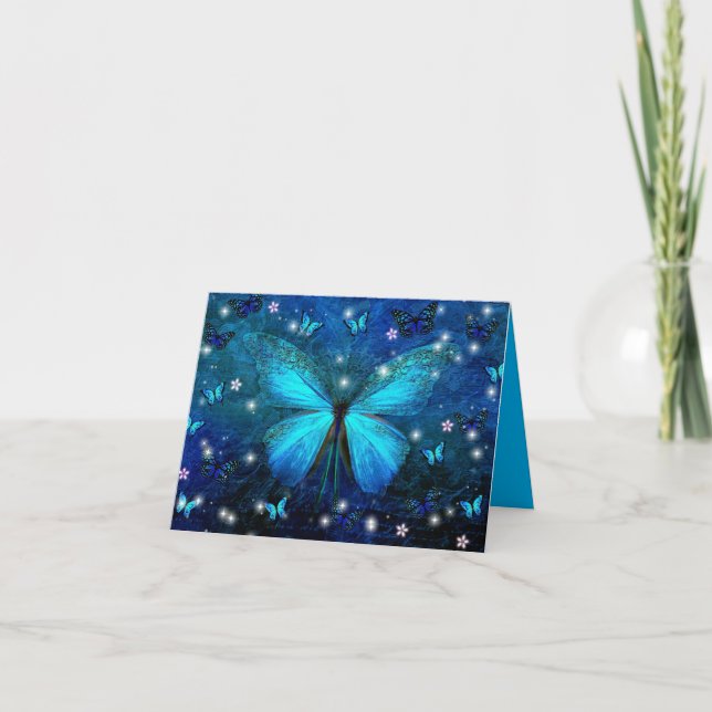 Tarjeta Mariposa azul elegante (Anverso)