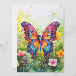 Tarjeta Mariposa Azul Naranja Alas