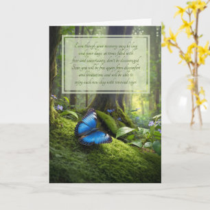 Tarjeta Mariposa Azul Sentimental Recuperación en el Bosqu