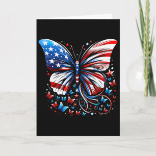 Tarjeta Mariposa bandera de EE. UU. Lindo 4 de julio diver