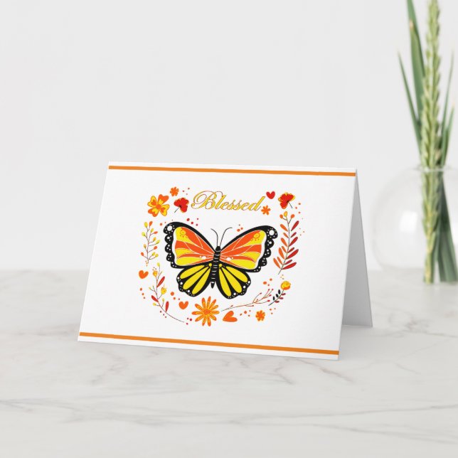 Tarjeta Mariposa bendita de otoño (Anverso)