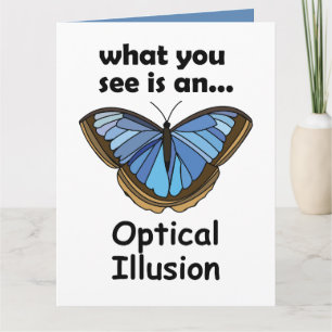Tarjeta Mariposa Blue Morpho Ilusión Óptica Cita Divertida