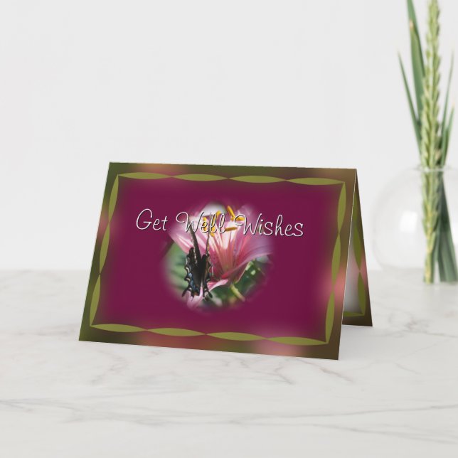 Tarjeta Mariposa bordeada de cinta - personalizar en cualq (Anverso)