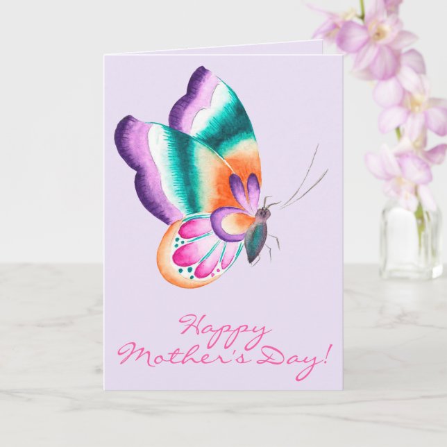 Tarjeta Mariposa colorida | Día de la Madre (Orquídea)