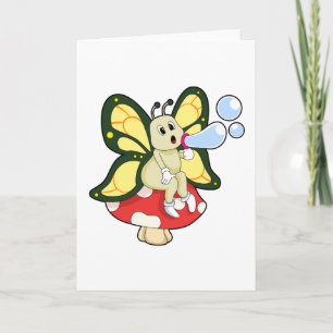 Tarjeta Mariposa con burbujas de jabón