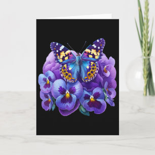 Tarjeta Mariposa Con Flores Purpura Pansy Demencia Heime