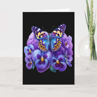 Tarjeta Mariposa Con Flores Purpura Pansy Demencia Heime