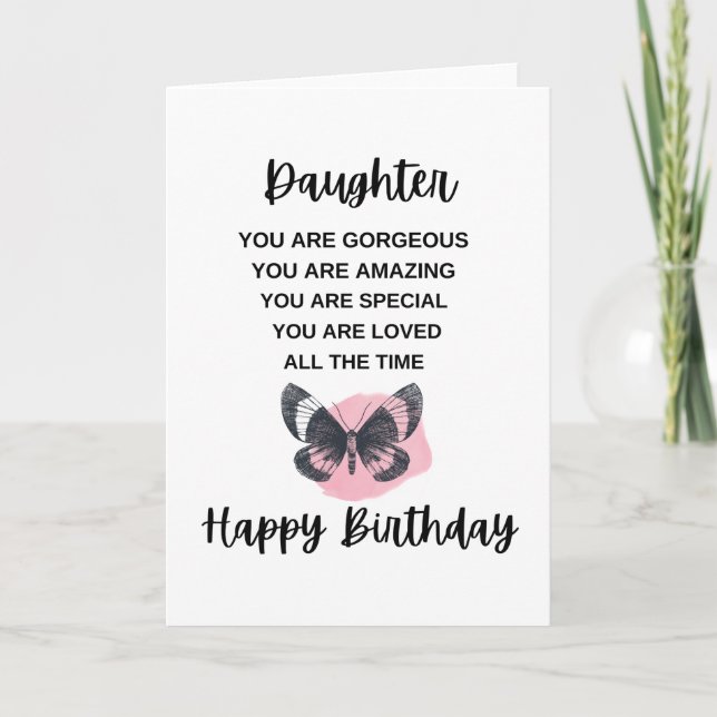 Tarjeta Mariposa con mensaje de cumpleaños para su hija (Anverso)
