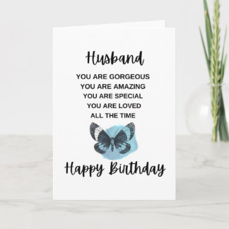 Tarjeta Mariposa Con Mensaje De Cumpleaños Para Su Marido
