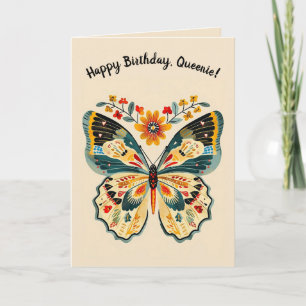 Tarjeta Mariposa de Arte Popular Editable