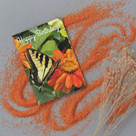 Tarjeta Mariposa de cola cruda amarilla en cumpleaños de f