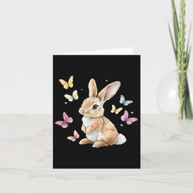 Tarjeta Mariposa de conejo de pascua (Anverso)