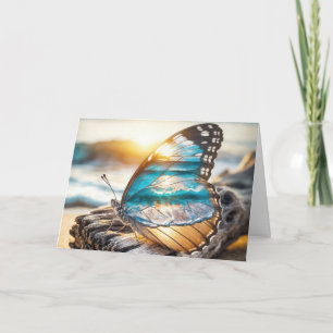 Tarjeta Mariposa de cumpleaños con alas oceánicas