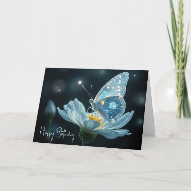 Tarjeta Mariposa De Cumpleaños En Una Monflor (Anverso)