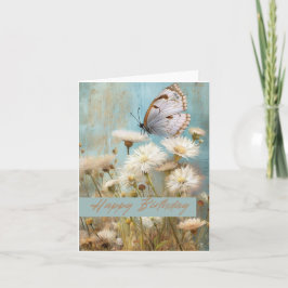 Tarjeta Mariposa de flor de cumpleaños feliz plegada abier