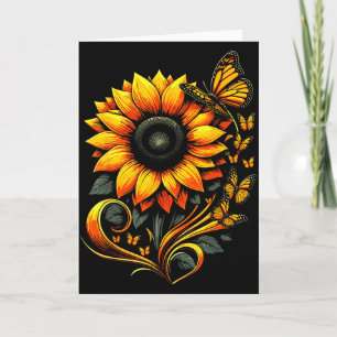 Tarjeta Mariposa de girasol Arte floral de la naturaleza