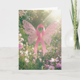 Tarjeta Mariposa de lazo rosa de concienciación sobre el c
