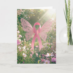 Tarjeta Mariposa de lazo rosa de concienciación sobre el c