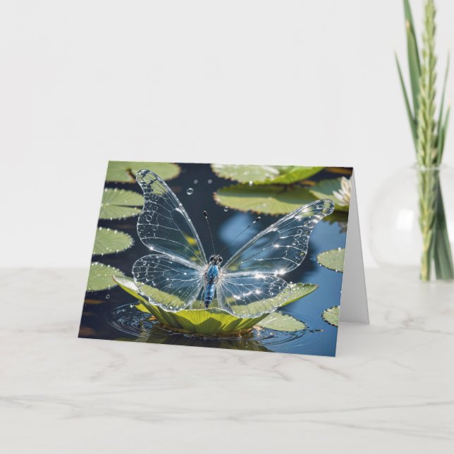 Tarjeta Mariposa De Vidrio Para Cumpleaños (Anverso)